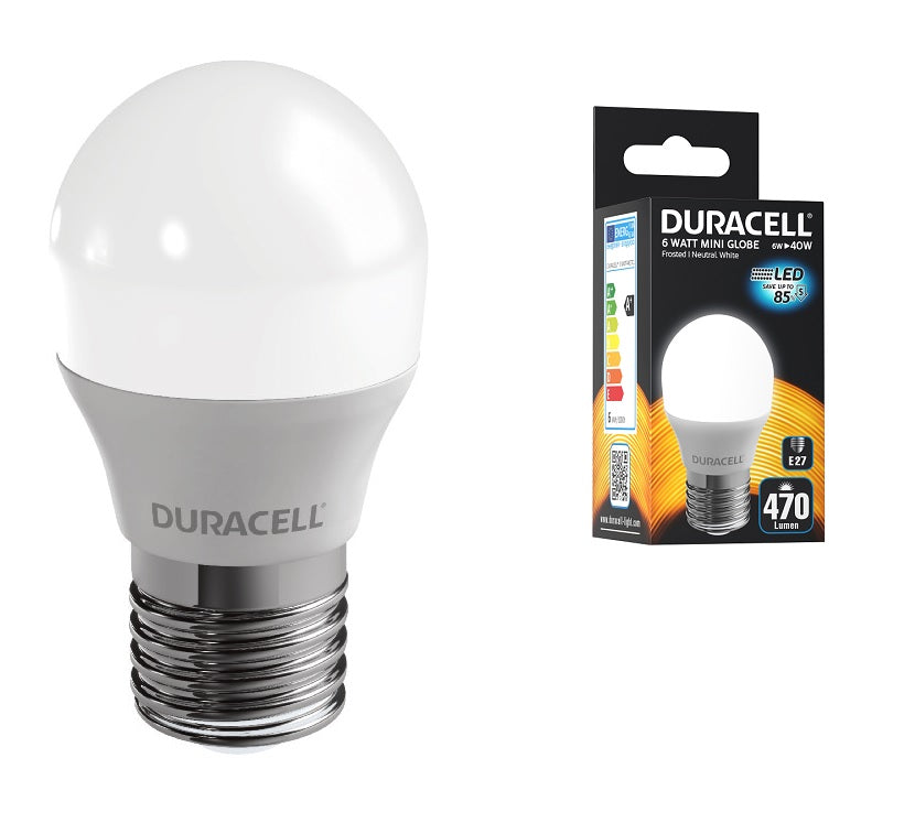 DURACELL LED SFERA 4000K E27 3W 250lm