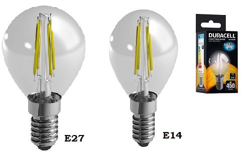 DURACELL LED FILAMENT SFERA 2700K E14 4W470lm