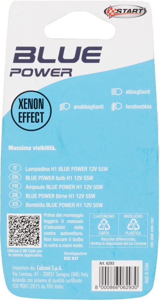 H1 Blue Power Lampadina Alogena per luci auto 12V 55W P14,5s