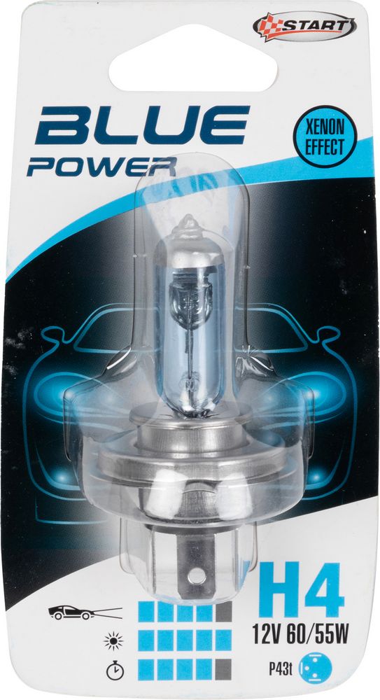 START H4 Blue Power Lampadina Alogena per luci auto 12V 55W P43t
