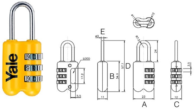 LUCCHETTO YALE A COMBINAZIONE MM.23 YP2
