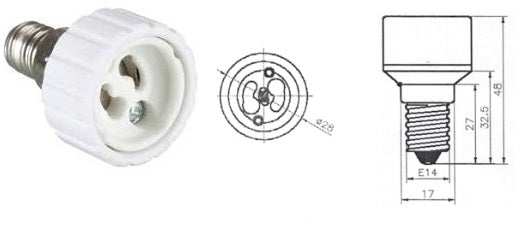 ADATTATORE LAMPADE E14-GU10