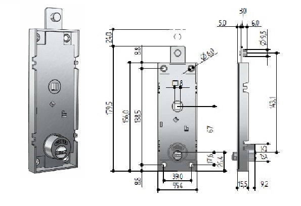 SERRATURA PREFER W551 VERTICALE Q.8 CH.PUNZ. PER BASCULANTI