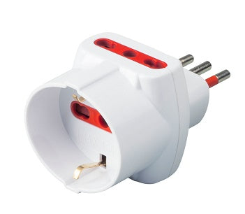 ROSI ADATTATORE TRIPLO BIPASSO SCHUKO SPINA BIANCO ART.RS780