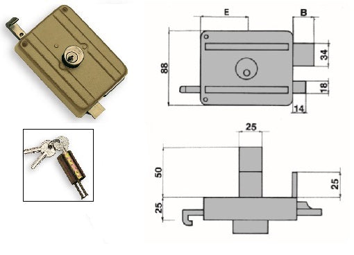ICSA SERRATURA APPLICARE ART.210 DX MM.60 CIL.FISSO(310A WAL
