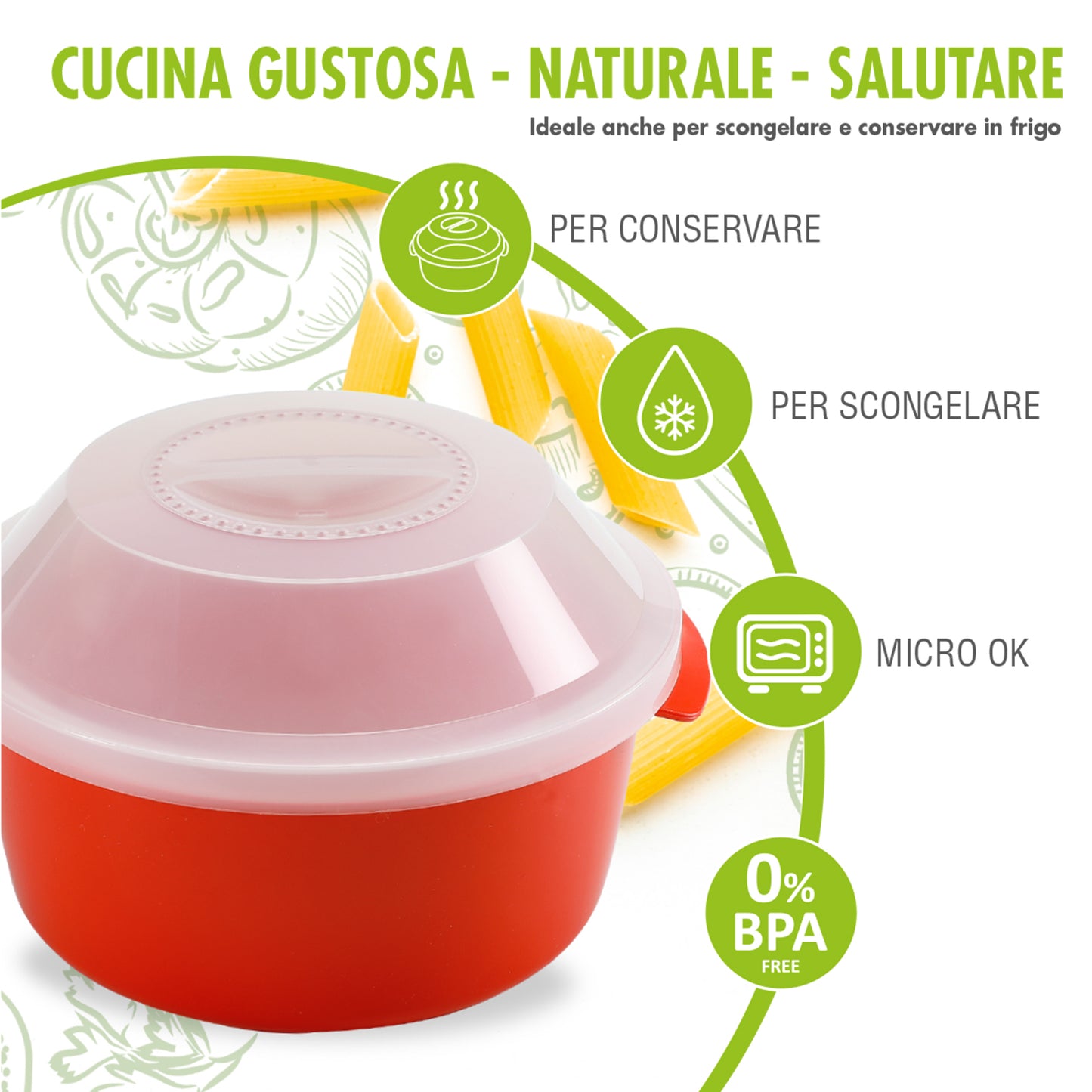 COSMOPLAST Vaporiera per microonde, Cuoci riso Cuoci pasta per microonde. 100%