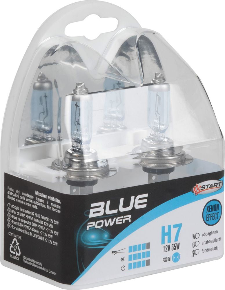 H7 Blue Power Coppia di Lampadine Xenon per luci auto 12V 55W PX26d