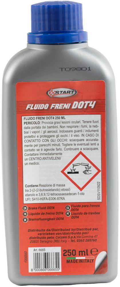 Fluido per freni DOT 4 250 ML per manutenzione ed emergenza auto