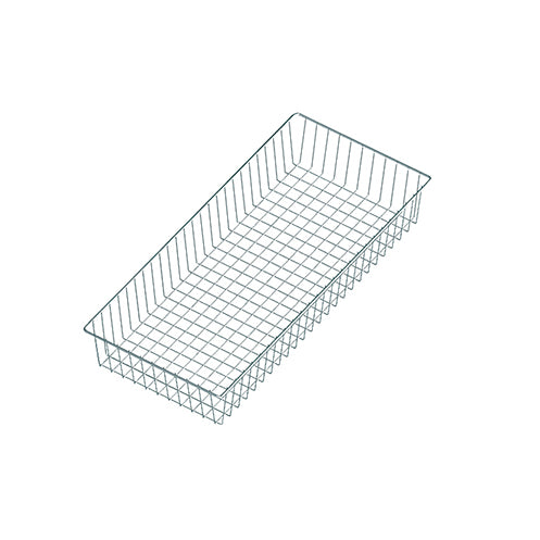 Cesto a griglia, fornito con 2 reggimensole 80 cm. - alluminio