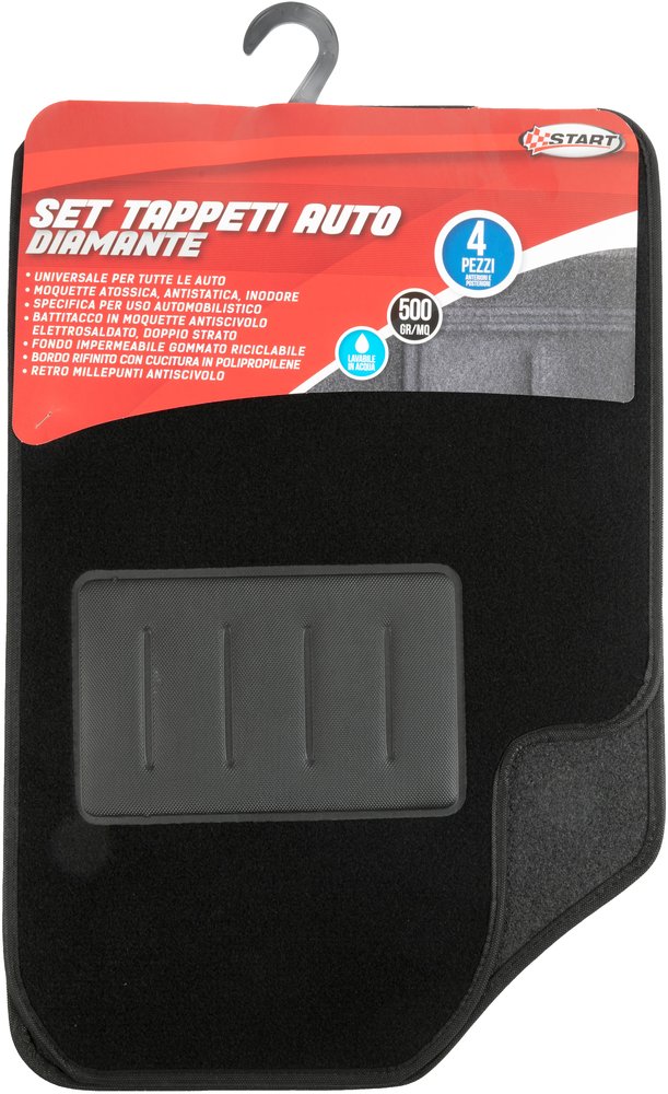 START Set Completo Tappeti Auto Diamante in moquette 500 GR/MQ Universale