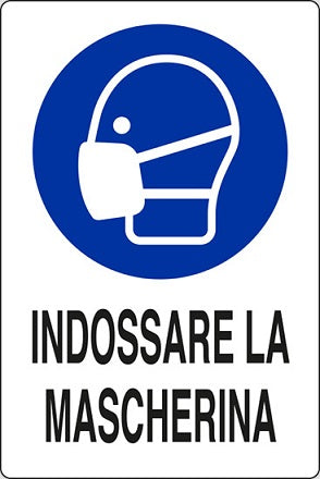 CARTELLO 20X30 INDOSSARE LA MASCHERINA confezione da PEZZI 10