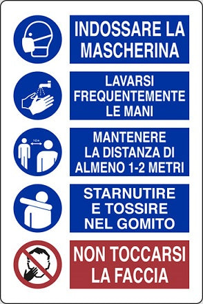 CARTELLO 20X30 DISPOSIZIONI ANTICOVID confezione da PEZZI 10