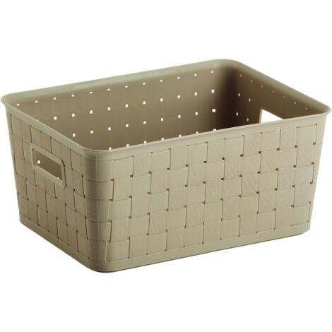 King Home CESTA RATTAN 12 LT color tortora 39x28,5x18h cm con maniglie laterali