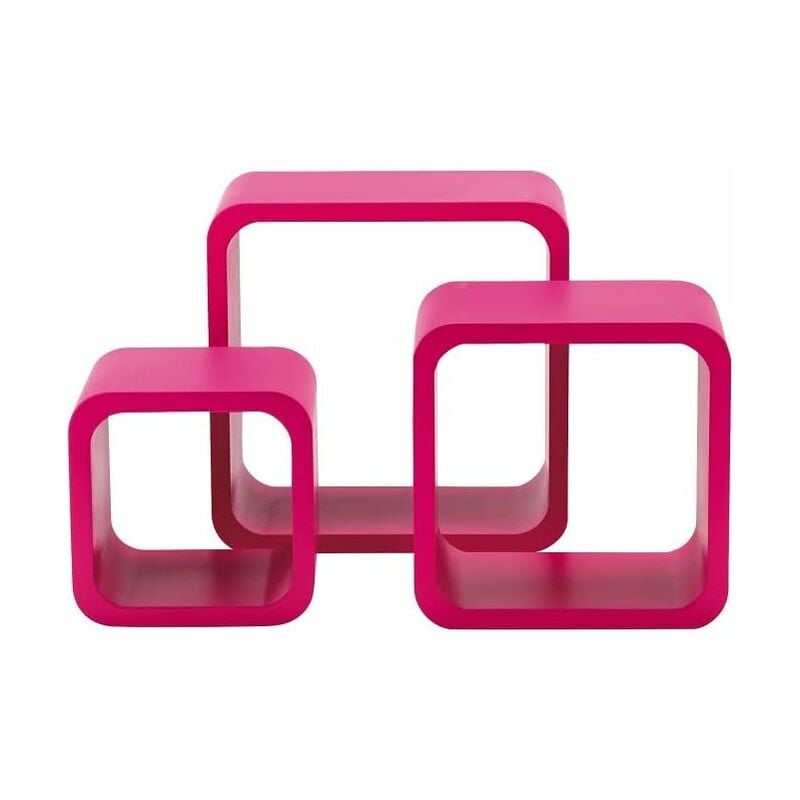 King Home SET 3 PZ (cm 17x17x15 + 22x22x15 + 27x27x15) MENSOLA QUADRA STONDATA FUCSIA CARTONE DA 4 PEZZI