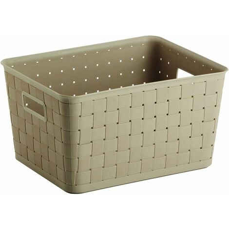 King Home CESTA RATTAN 20 LT color tortora 43x32,5x23h cm con maniglie laterali