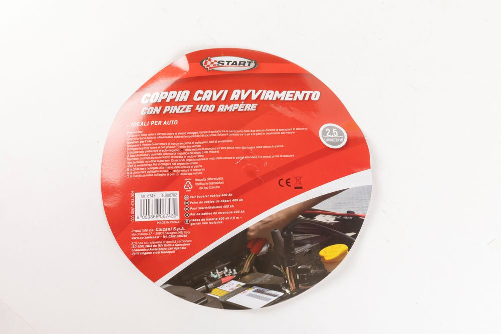 START Cavi Batteria 400Ah 2,5m con Pinze Non Isolate ? Avviamento Emergenza