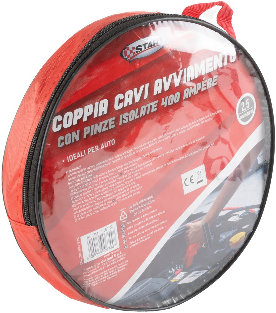 START Cavi Batteria 400Ah 2,5m con Pinze Isolate ? Avviamento Emergenza Auto