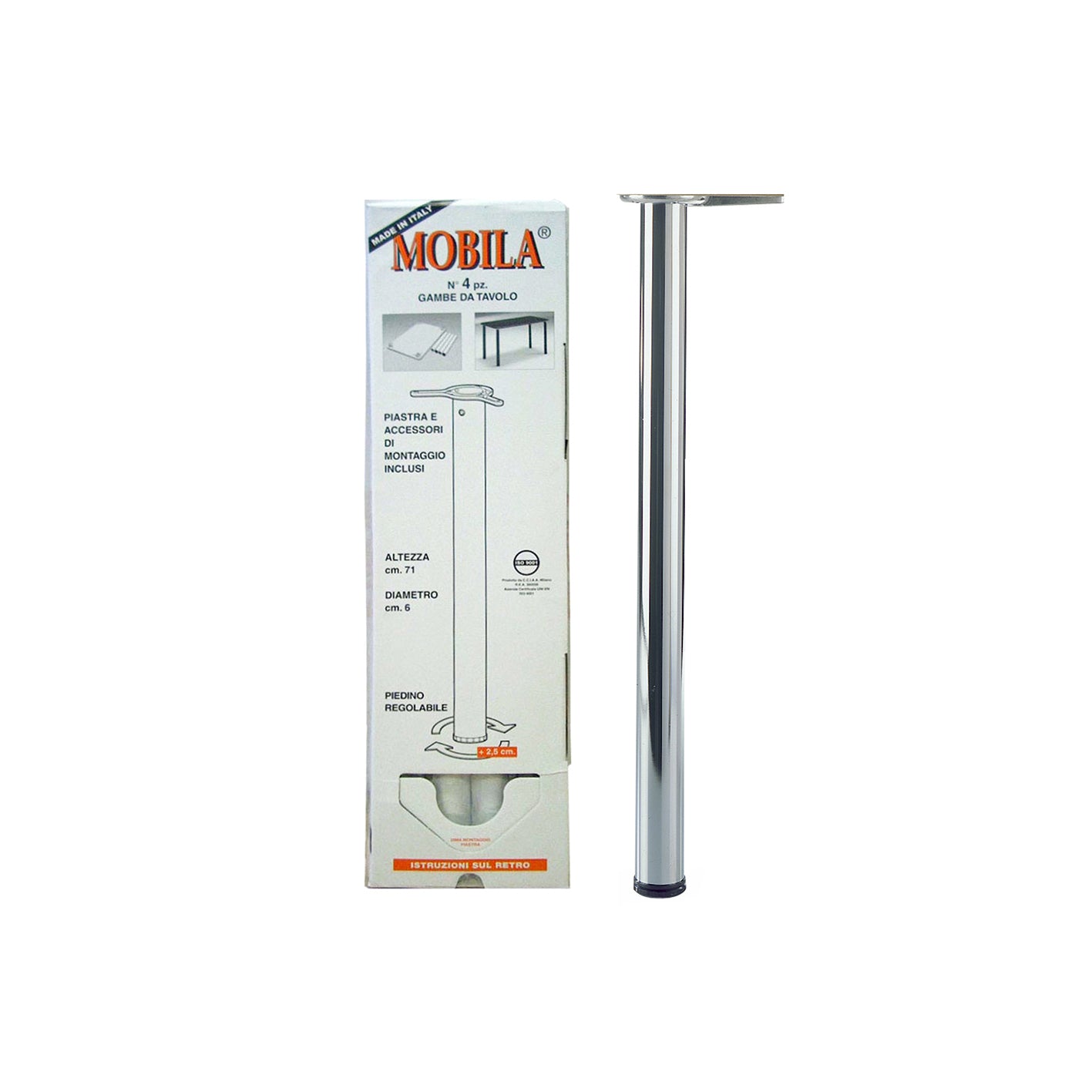Kit gambe tavolo 4 pz.  60 - H.710 mm. cromato