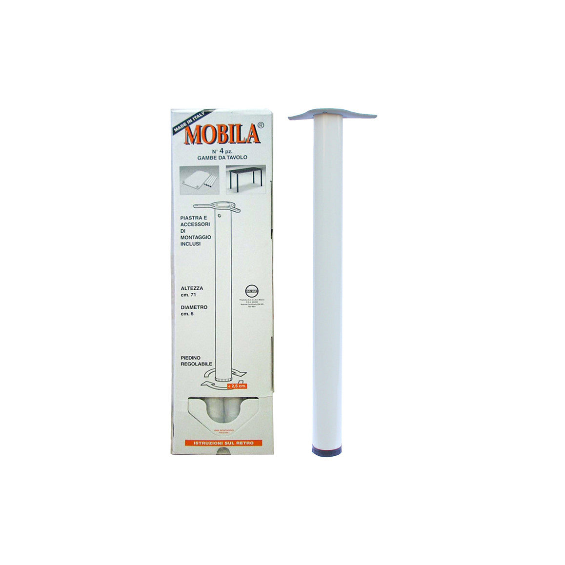 Kit gambe tavolo 4 pz.  60 - H.710 mm. bianco