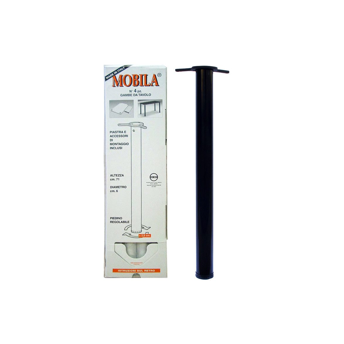 Kit gambe tavolo 4 pz.  60 - H.710 mm. nero