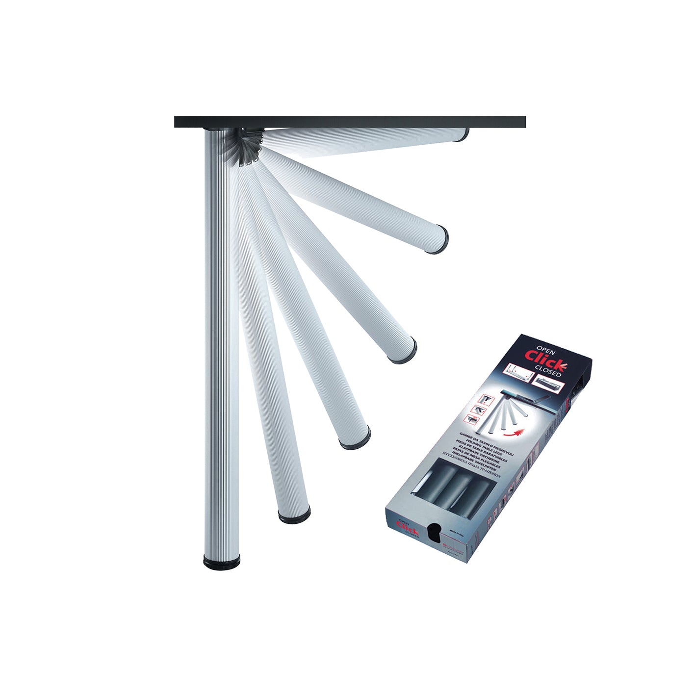 Kit gambe pieghevoli "Click"  50 - H.705 mm. alluminio millerighe