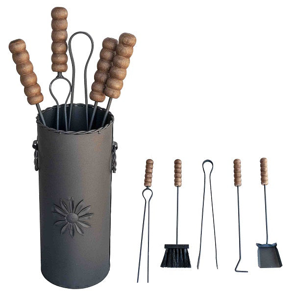 ACC.CAMINI SET 4PZ BARILOTTO TONDO C/FIORE CM.14,5X52H