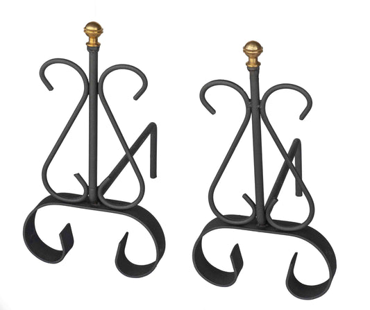 ACC.CAMINI ALARI C/POM.OTTONE CM.34X17X40H