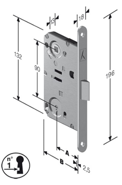 SERRATURA PATENT B.BITTER T60 CROMO OPACO MM.50