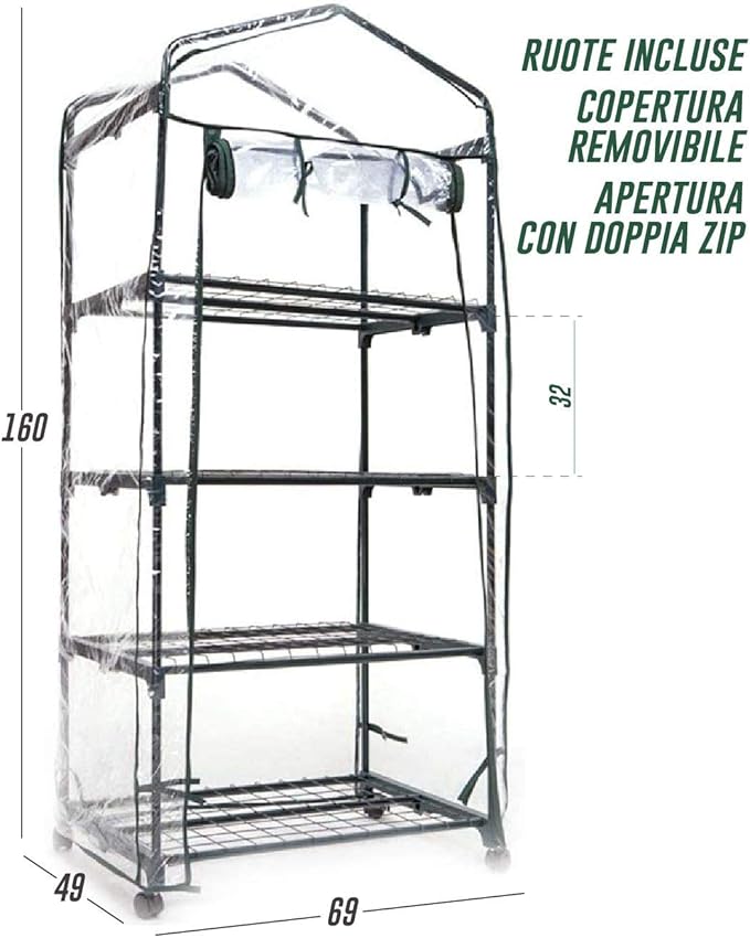 Garden Friend Serra 4 piani copertura removibile in Pvc 69x49x160h cm