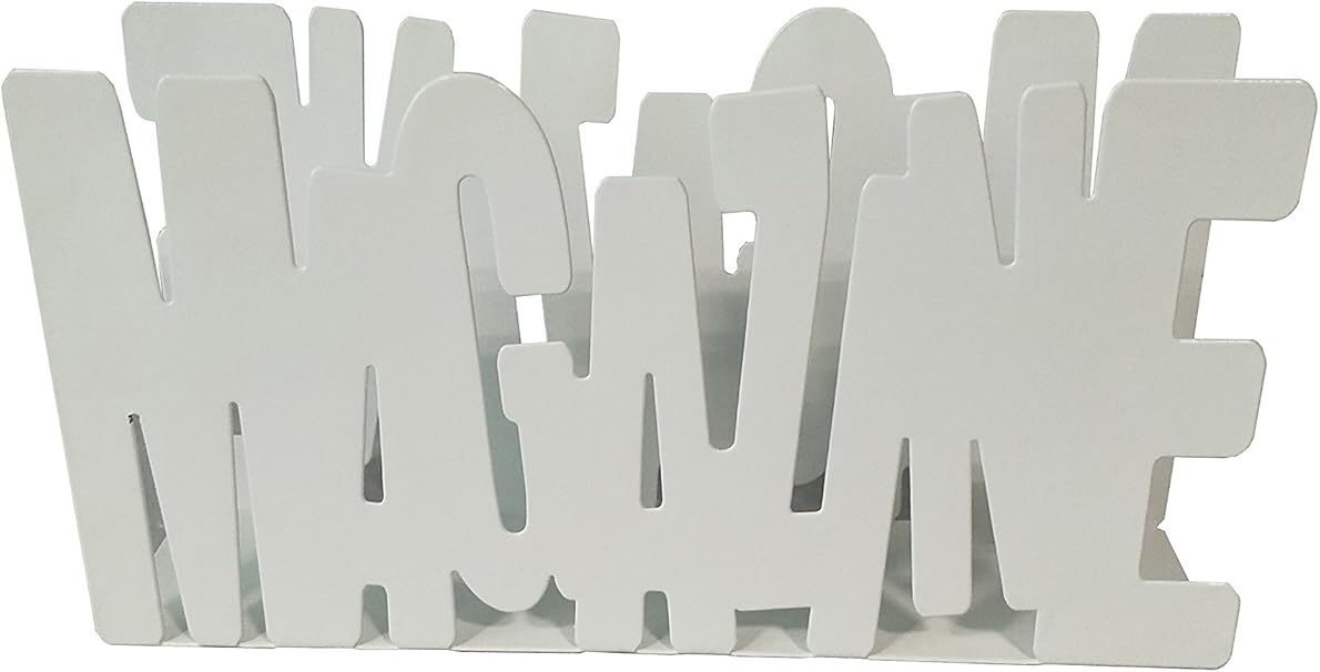 King Home PORTARIVISTE BIANCO "MAGAZINE" in metallo verniciato 34x8,5x18h cm