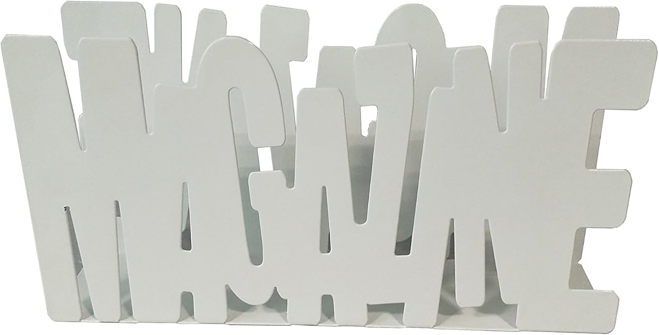 King Home PORTARIVISTE BIANCO "MAGAZINE" in metallo verniciato 34x8,5x18h cm