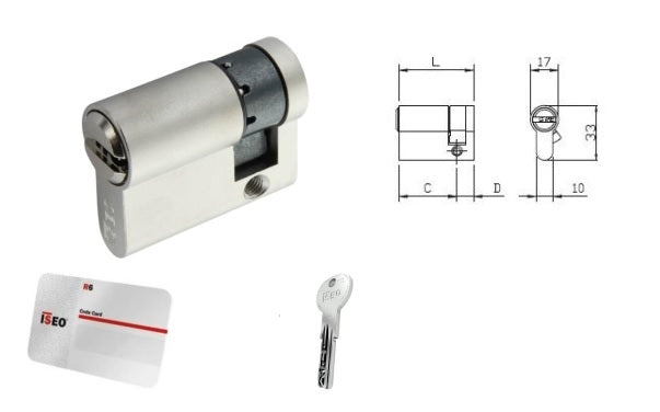 ISEO 82R6030109C5 CILINDRO MEZZO R6 PLUS5 CHIAVI+CANT.MM.40