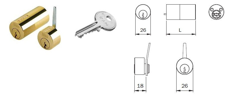 ISEO 853507 COPPIA CILINDRI F5 ESTERNO FISSO DIAM.26