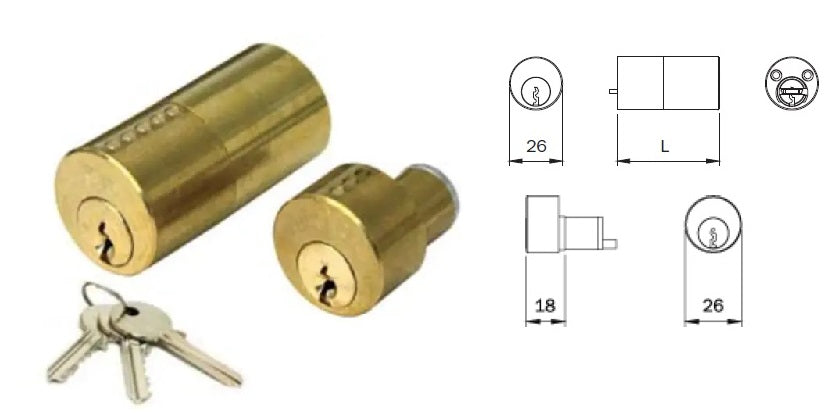 ISEO 858507 COPPIA CILINDRI F5 INT.+EST.DIAM.26 X PORTE MAX