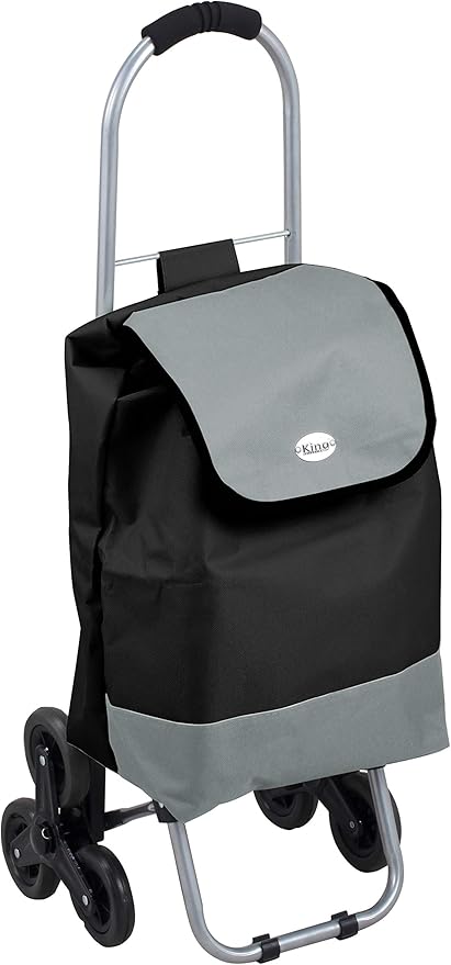 King Home TROLLEY SPESA TRIO NERO BICOLOR impermeabile 32x25x88h cm nero/grigio
