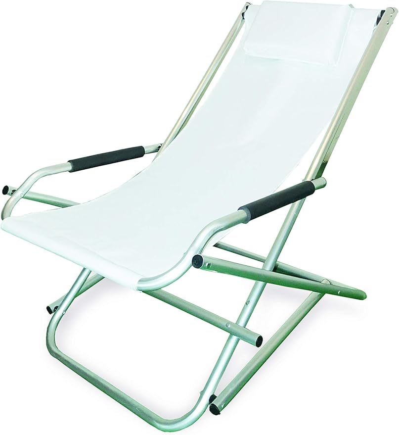 Garden Friend Sdraio Elba Basculante in alluminio e PVC 600D 60x97x70h cm Colore Bianco
