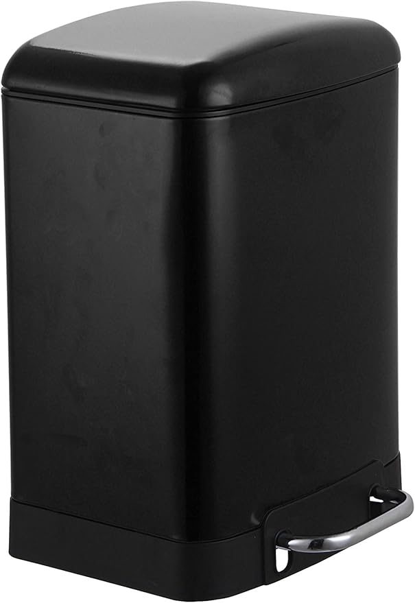 King Home PATTUMIERA LT.6 NERA IN ACCIAIO CON PEDALE CHIUSURA RALLENTATA 22,5x23x32,5h cm