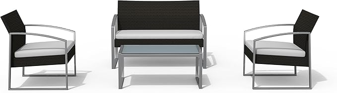 Garden Friend Salotto Alicante (2 poltrone 1 divano 1 tavolo) rivestimento in polyrattan nero lavato