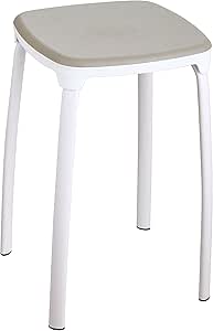 King Home SGABELLO IN POLIPROPILENE GRIGIO TORTORA con struttura bianca29x29x46h cm