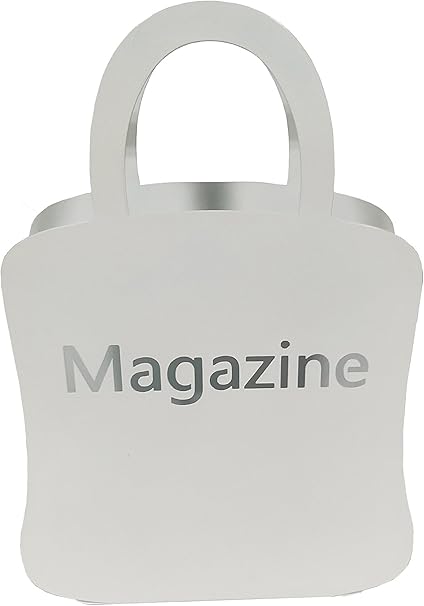 King Home PORTARIVISTE BIANCO "MAGAZINE" CON MANIGLIE in metallo verniciato 29x7x32,5h cm