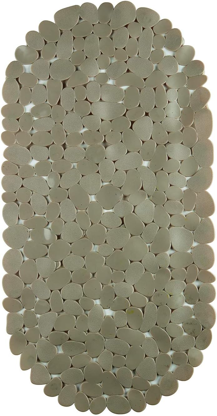 King Home TAPPETO INTERNO VASCA STONE GRIGIO OVALE in PVC 67x34 cm