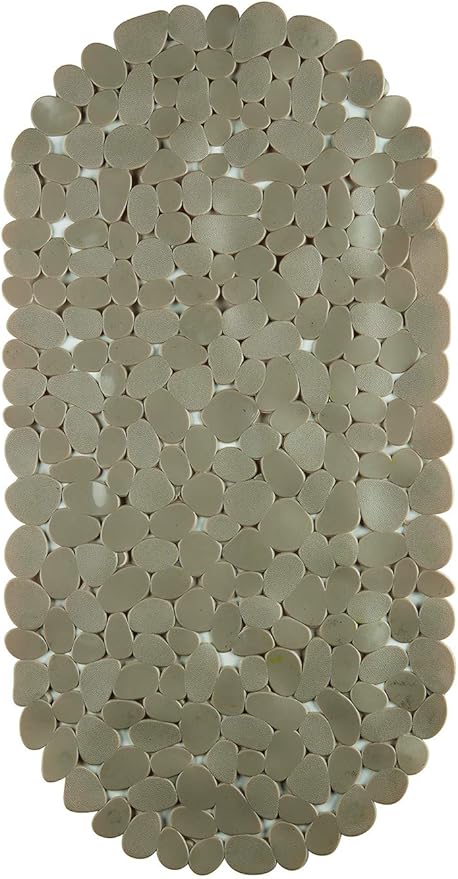 King Home TAPPETO INTERNO VASCA STONE GRIGIO OVALE in PVC 67x34 cm