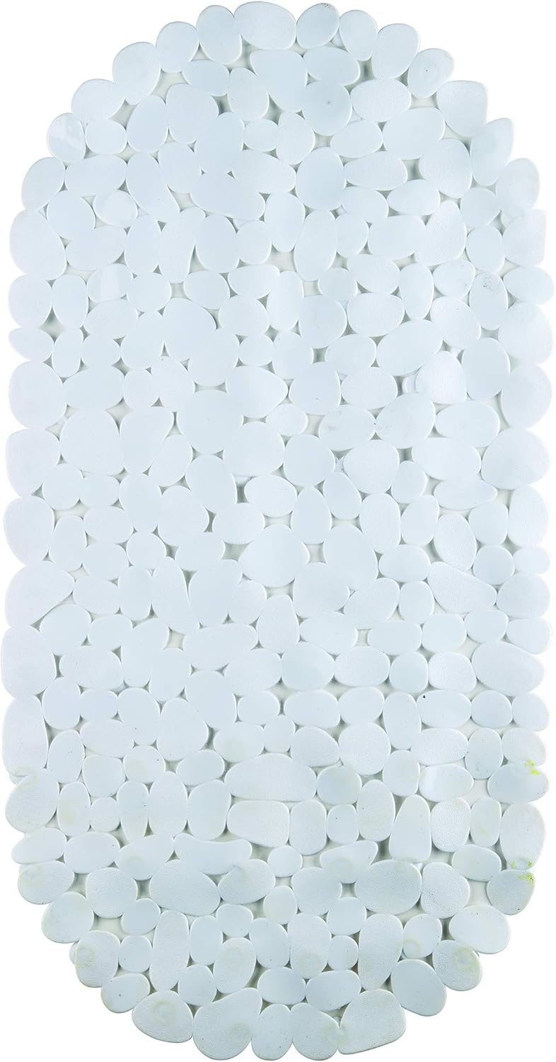 King Home TAPPETO INTERNO VASCA STONE BIANCO OVALE in PVC 67x34 cm