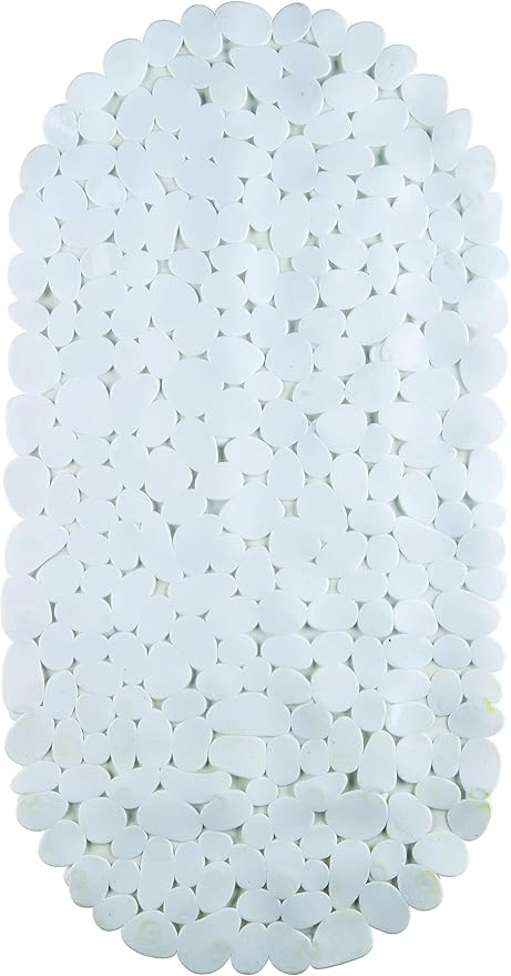 King Home TAPPETO INTERNO VASCA STONE BIANCO OVALE in PVC 67x34 cm