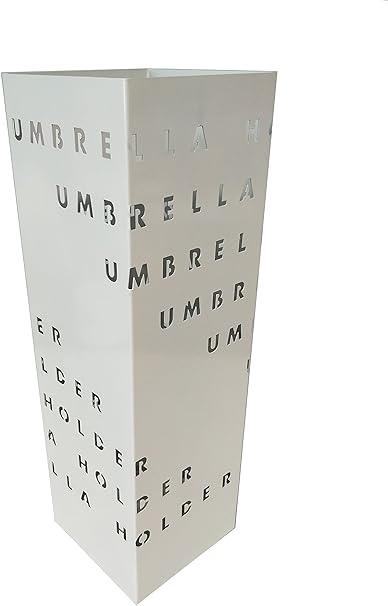 King Home PORTAOMBRELLI QUADRO BIANCO "UMBRELLA" in metallo verniciato 15,5x15,5x49h cm