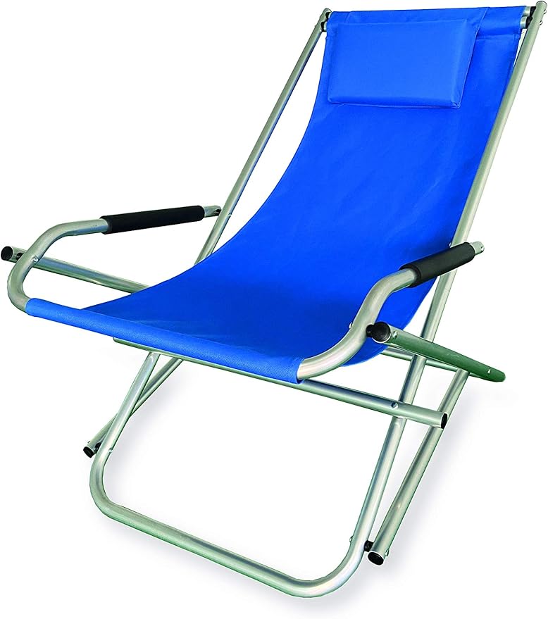 Garden Friend Sdraio Elba Basculante in alluminio e PVC 600D 60x97x70h cm Colore Blu