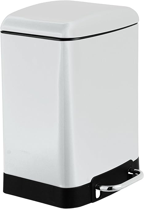 King Home PATTUMIERA LT.6 BIANCA IN ACCIAIO CON PEDALE CHIUSURA RALLENTATA 22,5x23x32,5h cm