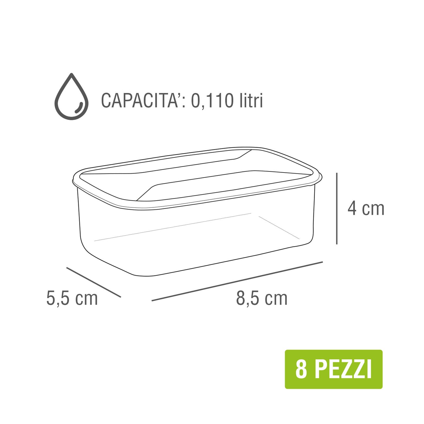 Cosmoplast 8 mini Scatole Frigo, Freezer, Microonde. 4 Rosse + 4 Blu. Ideali per mono porzioni e pappe. 100% Made in Italy