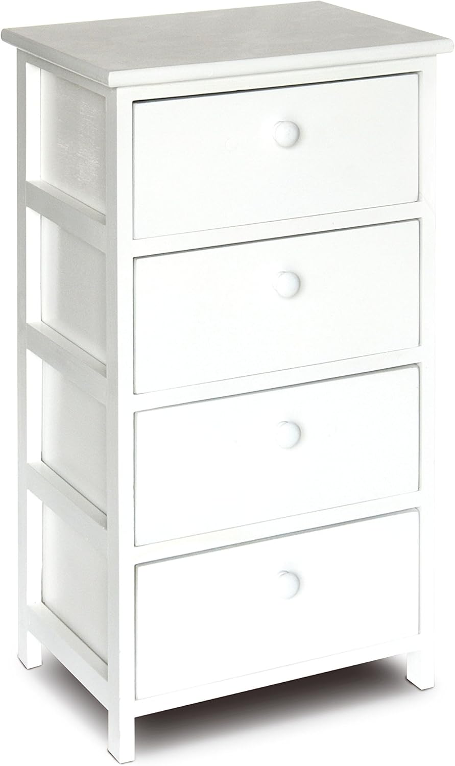 King Home Cassettiera In Legno di Paulownia 40x29x73h cm 4 Cassetti bianca