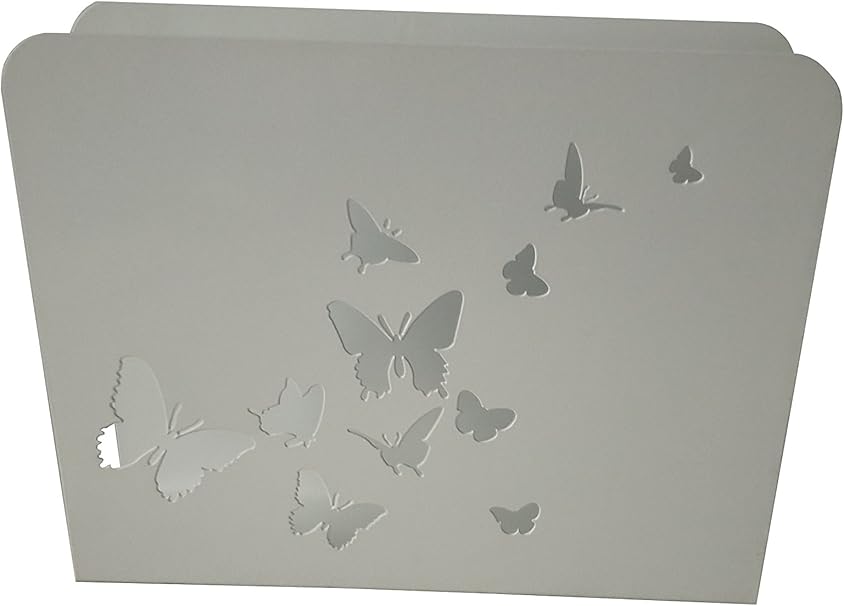 King Home PORTARIVISTE BIANCO "BUTTERFLIES" in metallo verniciato 30x7,5x23h cm